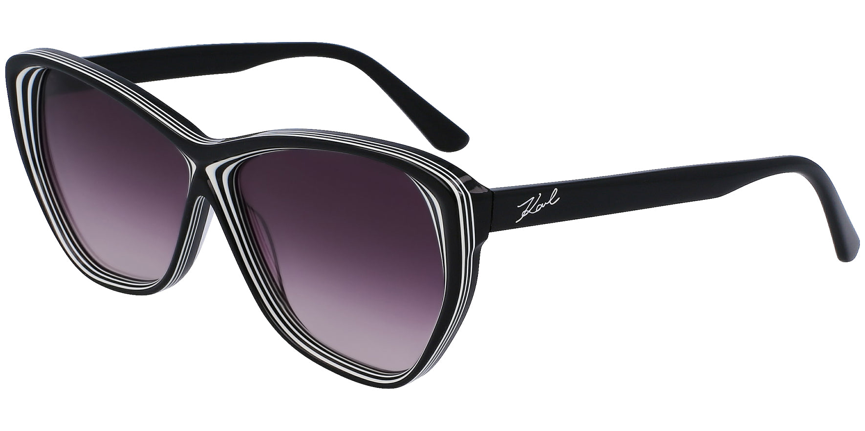 Karl Lagerfeld Women's Black White Beveled Cat Eye