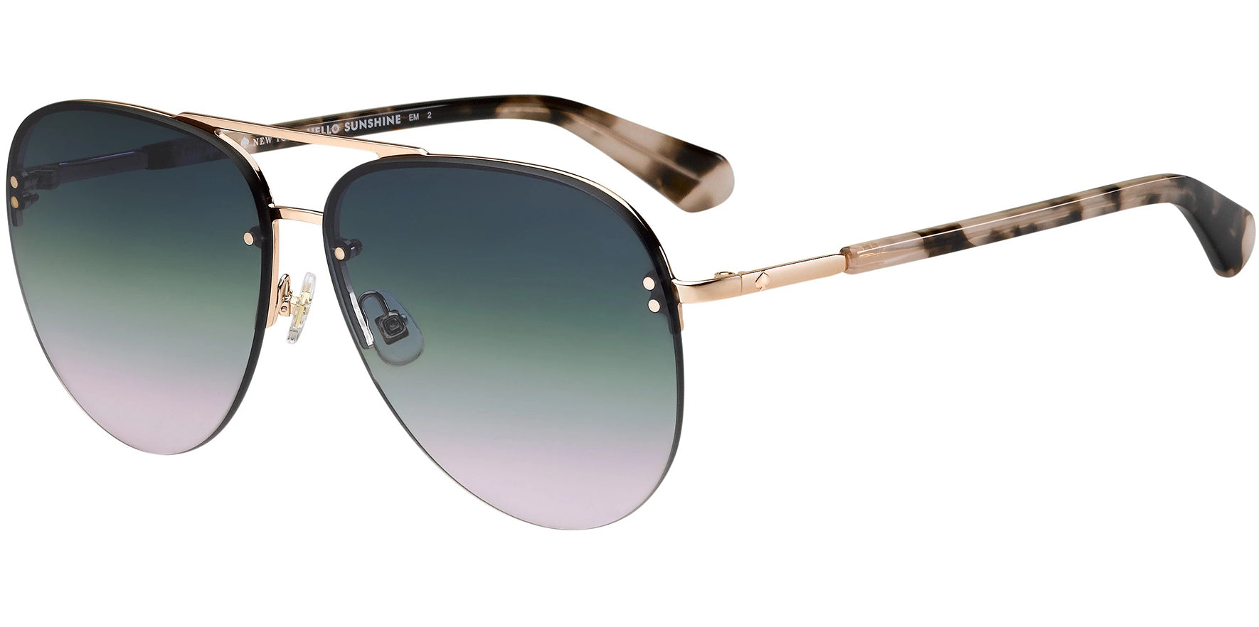 Kate Spade Jakayla Rose Gold/Pink Havana Semi-Rimless Aviator w/ Gradient Lens - Eyedictive