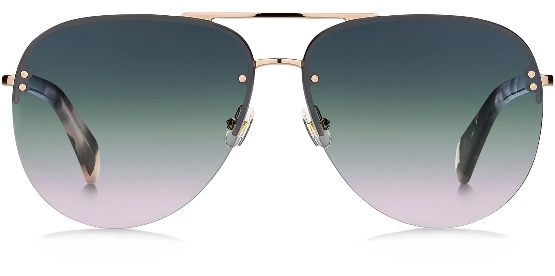 Kate Spade Jakayla Rose Gold/Pink Havana Semi-Rimless Aviator w/ Gradient Lens - Eyedictive