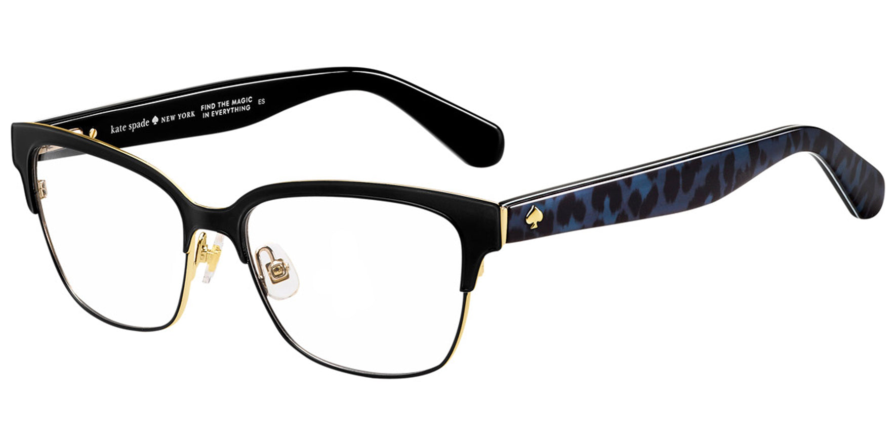 Kate Spade Ladonna Black/Leopard Brow-Line Eyeglass Frames - Eyedictive