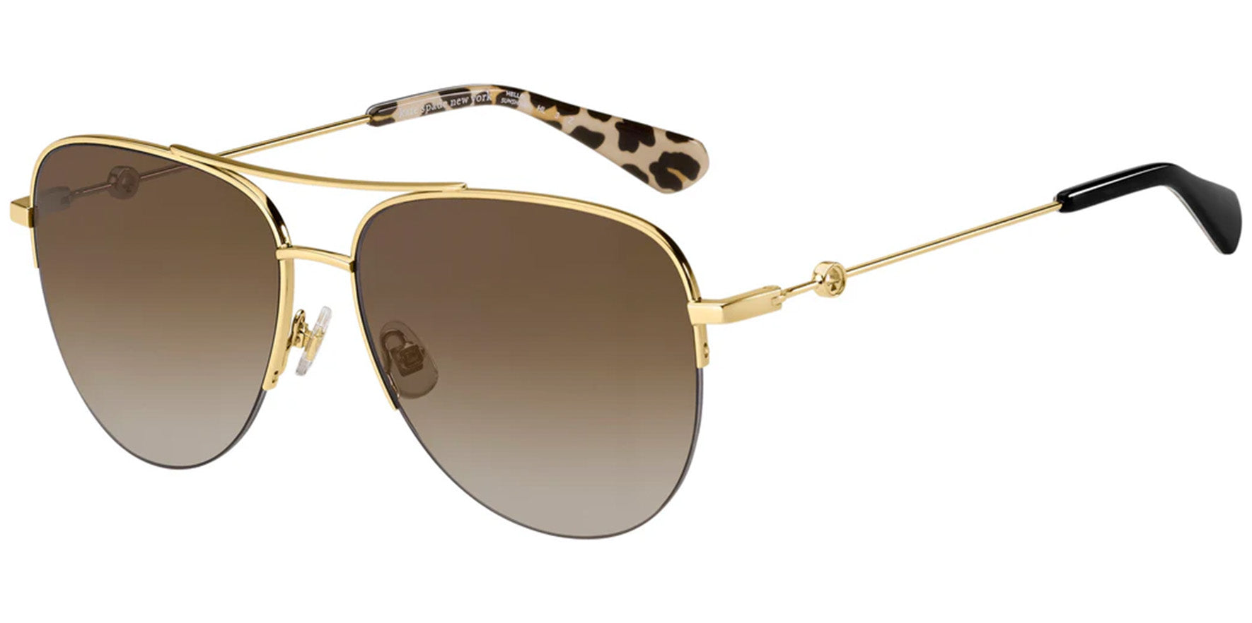 Kate Spade Maisie Polarized Gold-Tone/Havana Semi-Rimless Aviator