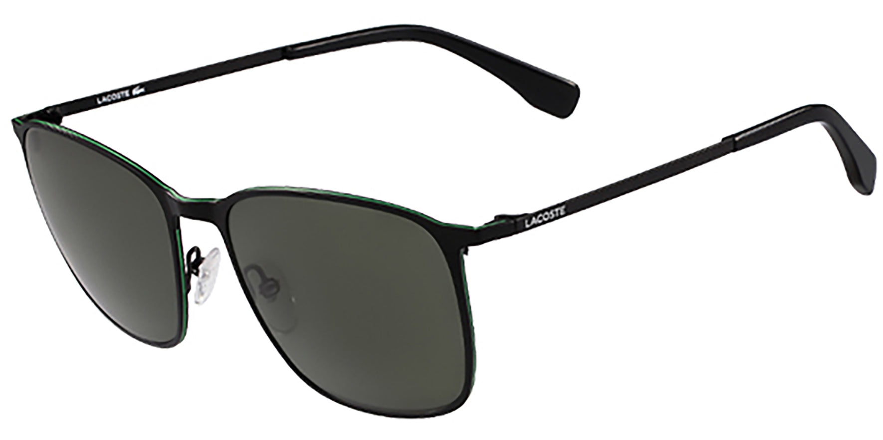 Lacoste Square Satin Black Pinstripe Classic - Eyedictive