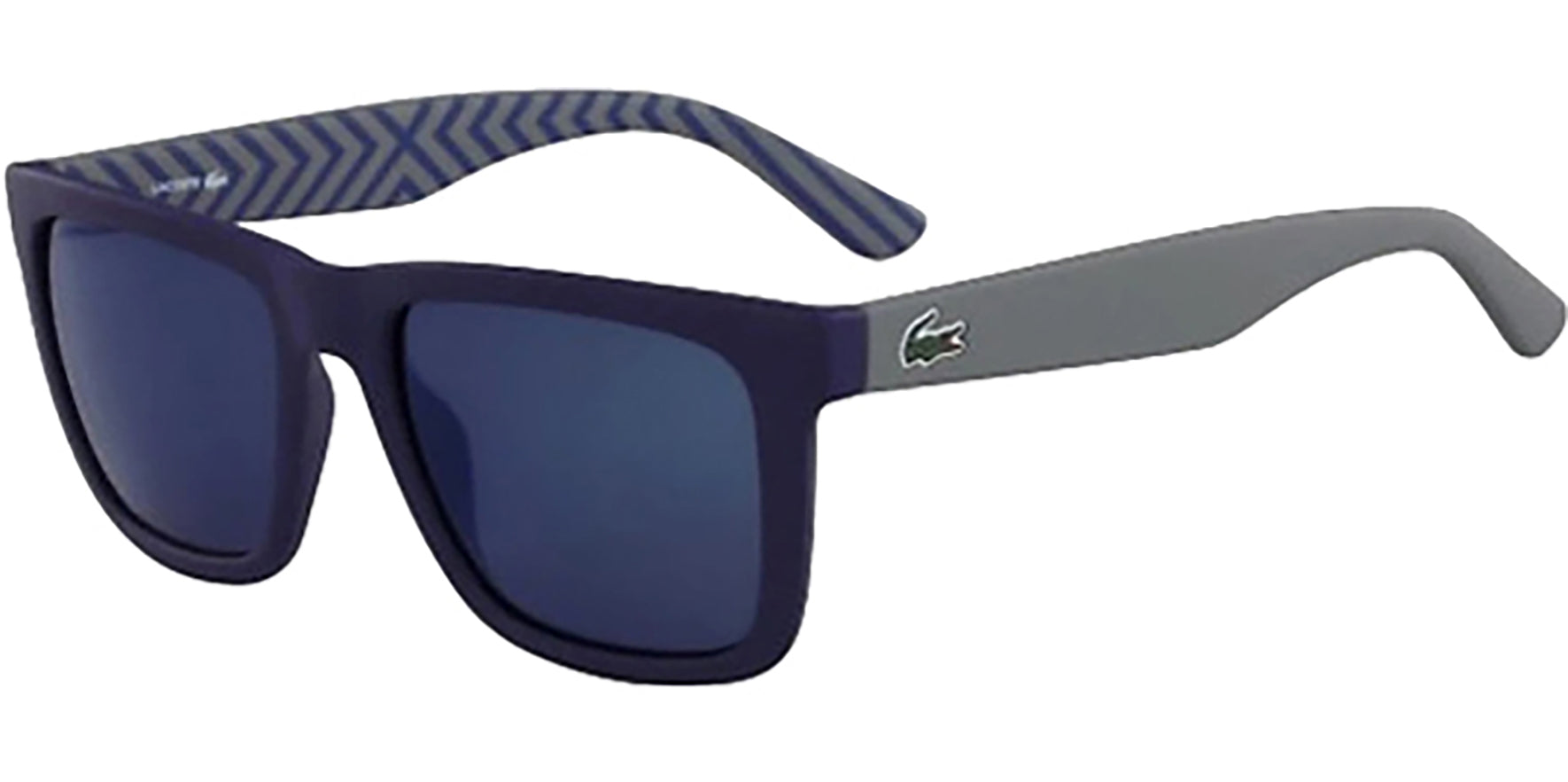 Lacoste Matte Blue Navy Soft Square w/ Striped Temple Print - Eyedictive