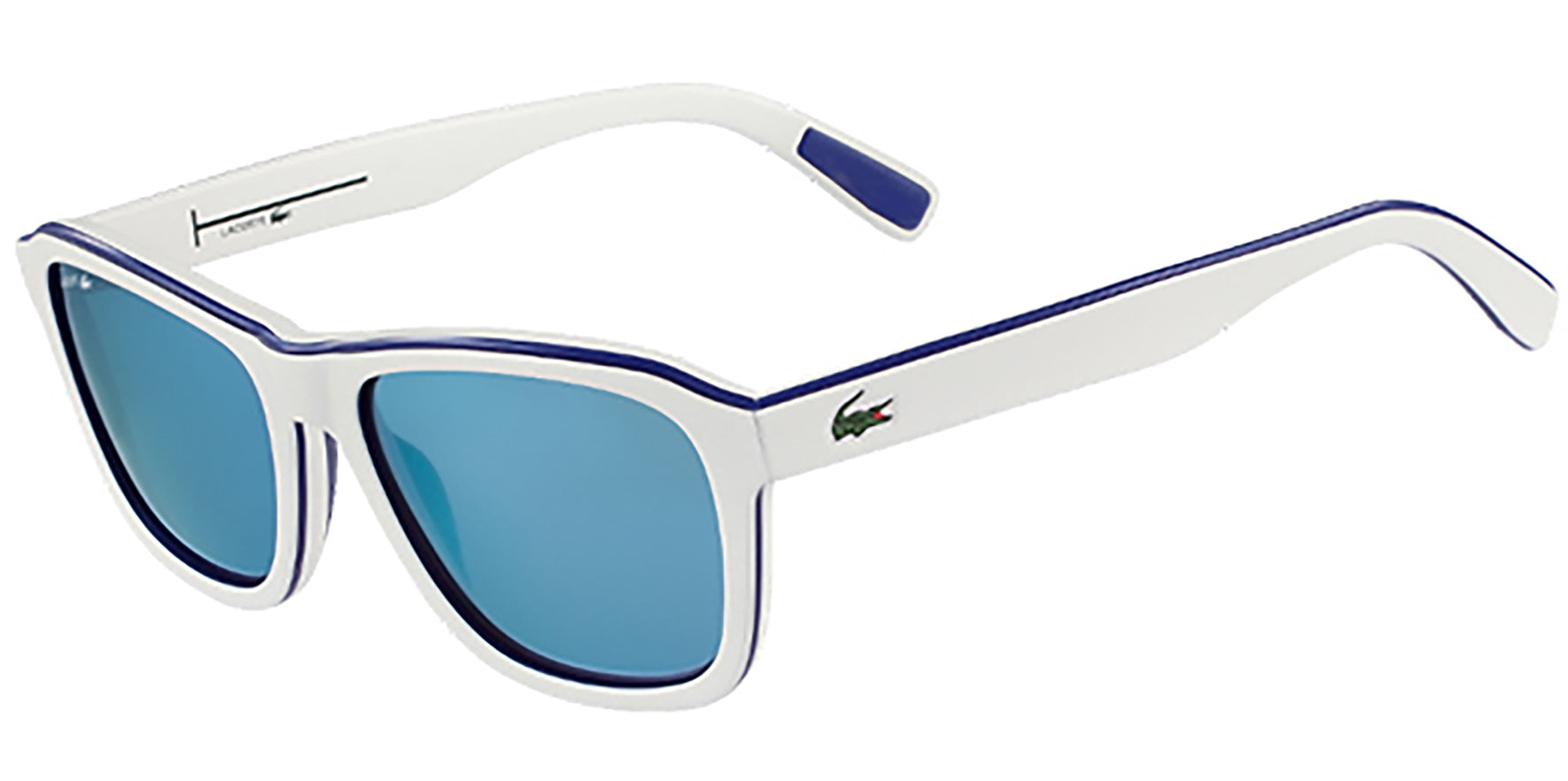 Lacoste Square White w/ Blue Mirror Lens - Eyedictive