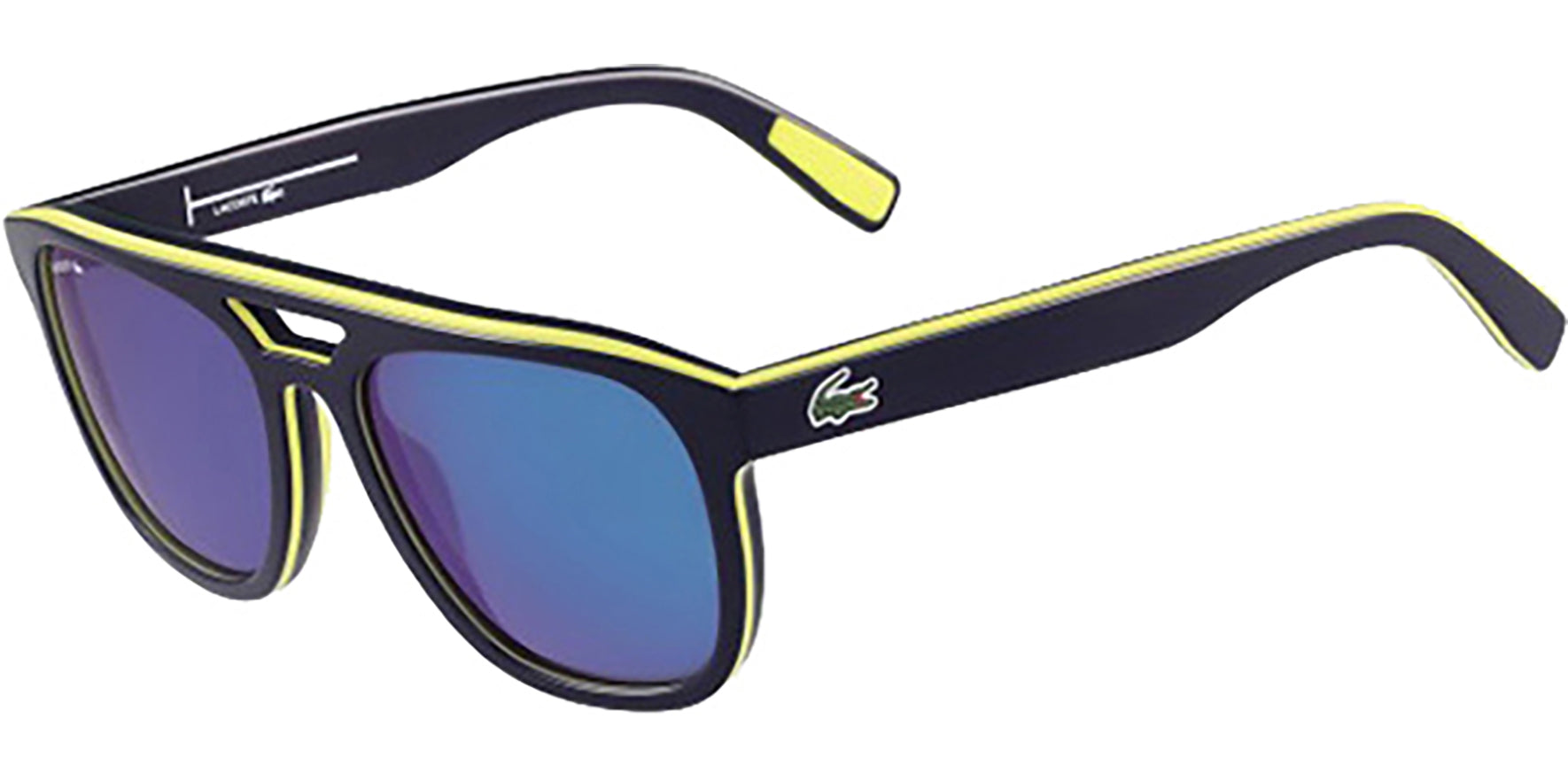 Lacoste Flat-Top Pilot w/ Blue Mirror Lens - Eyedictive