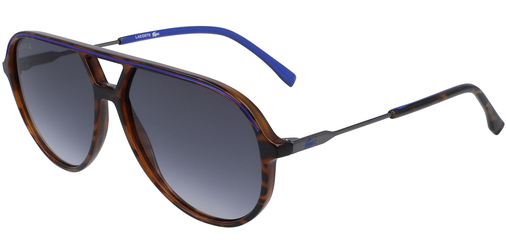 Lacoste Havana Slim Temple Pilot w/ Gradient Lens - Eyedictive