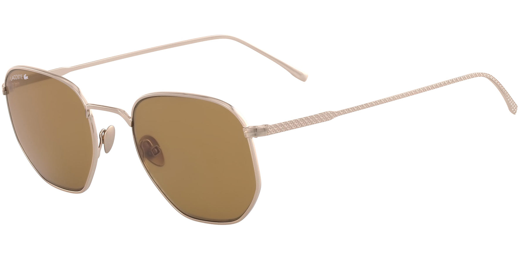 Lacoste Shiny Gold-Tone Slim Temple Geometric Oval - Eyedictive