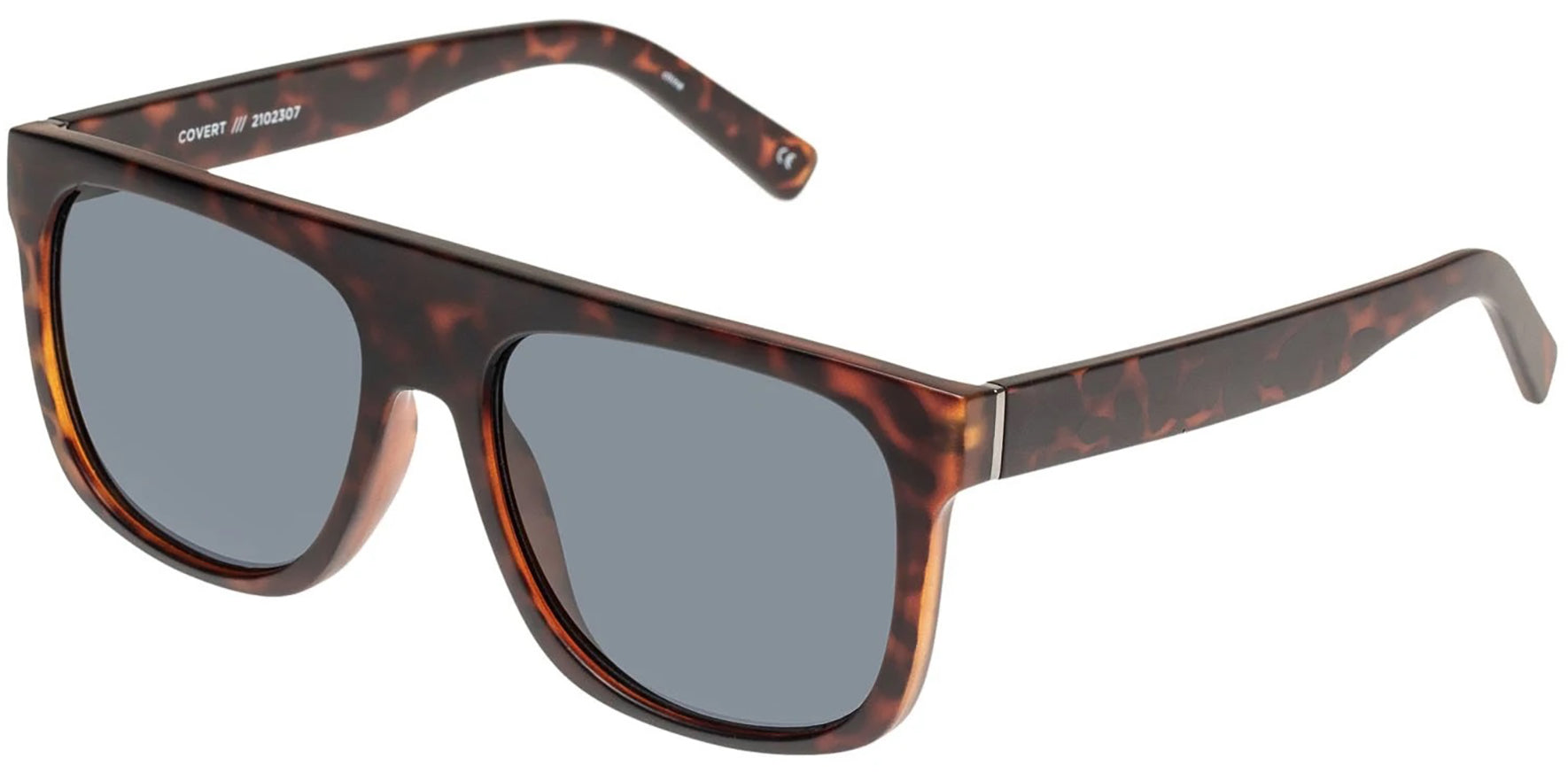 Le Specs Covert Polarized Matte Tortoise Flat Top Square - Eyedictive