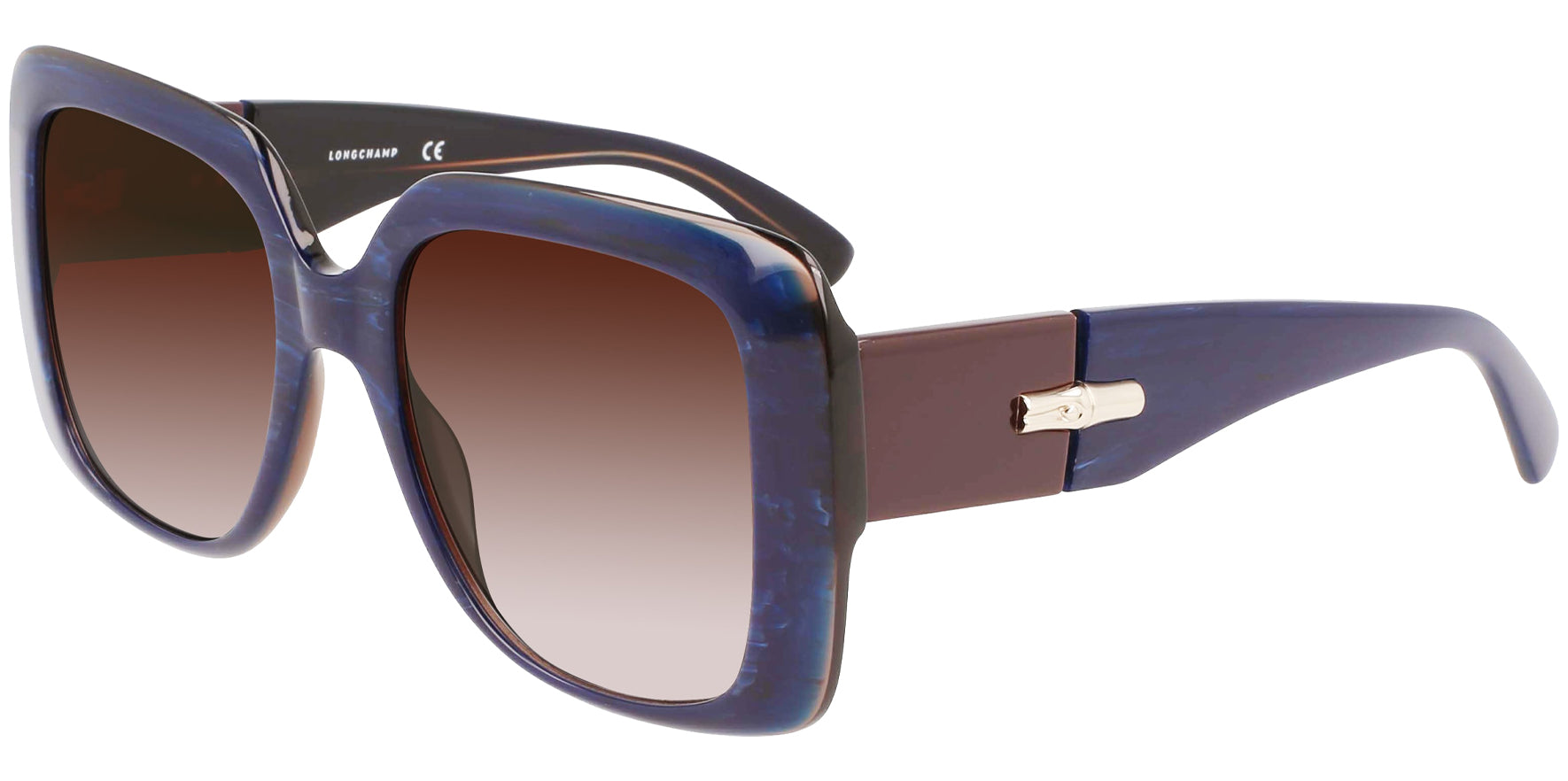 Longchamp Blue Stone/Brown Squared Butterfly w/ Gradient Lens - Eyedictive