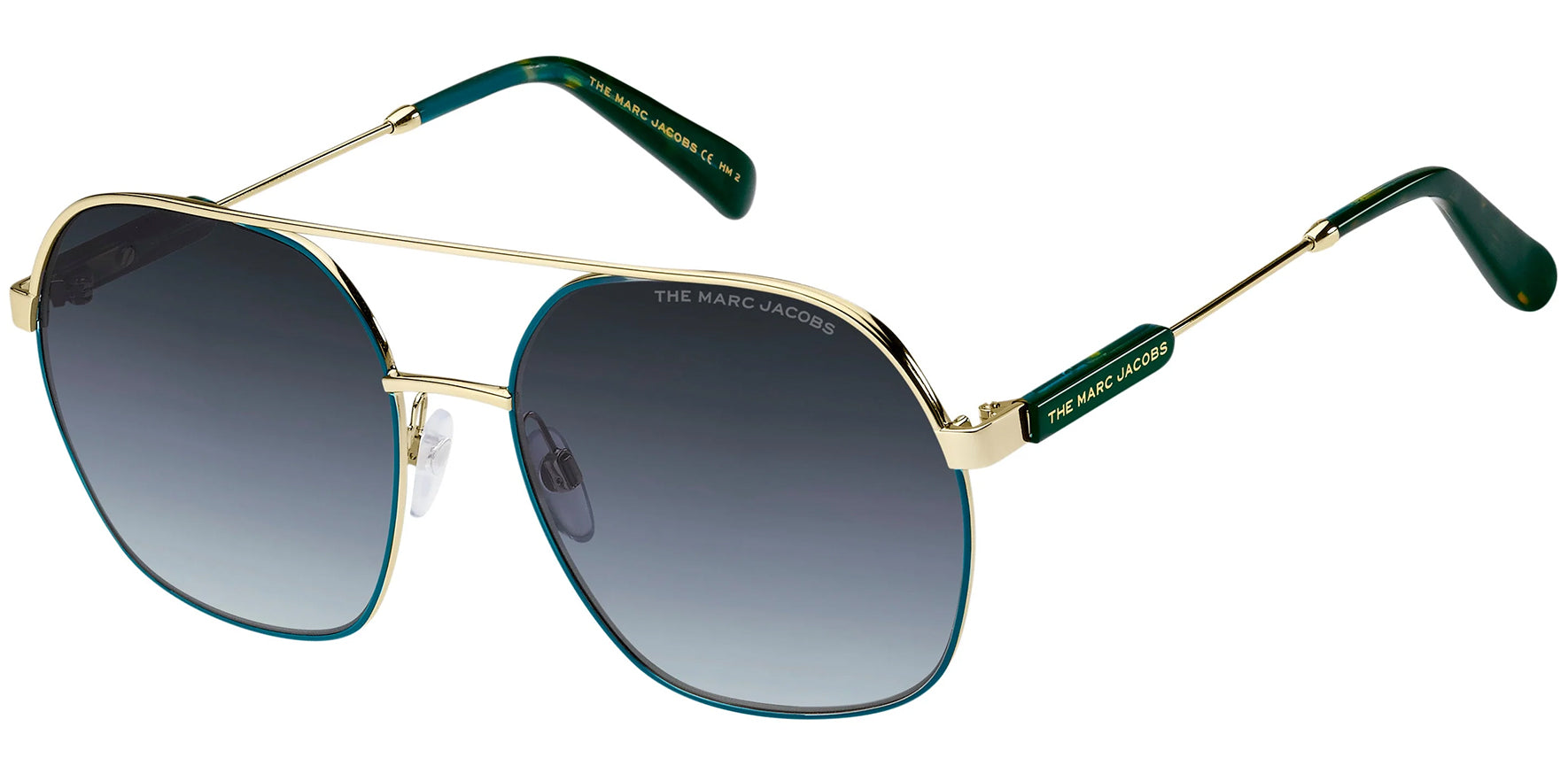 Marc Jacobs Gold-Tone/Teal Oversize Round Aviator - Eyedictive