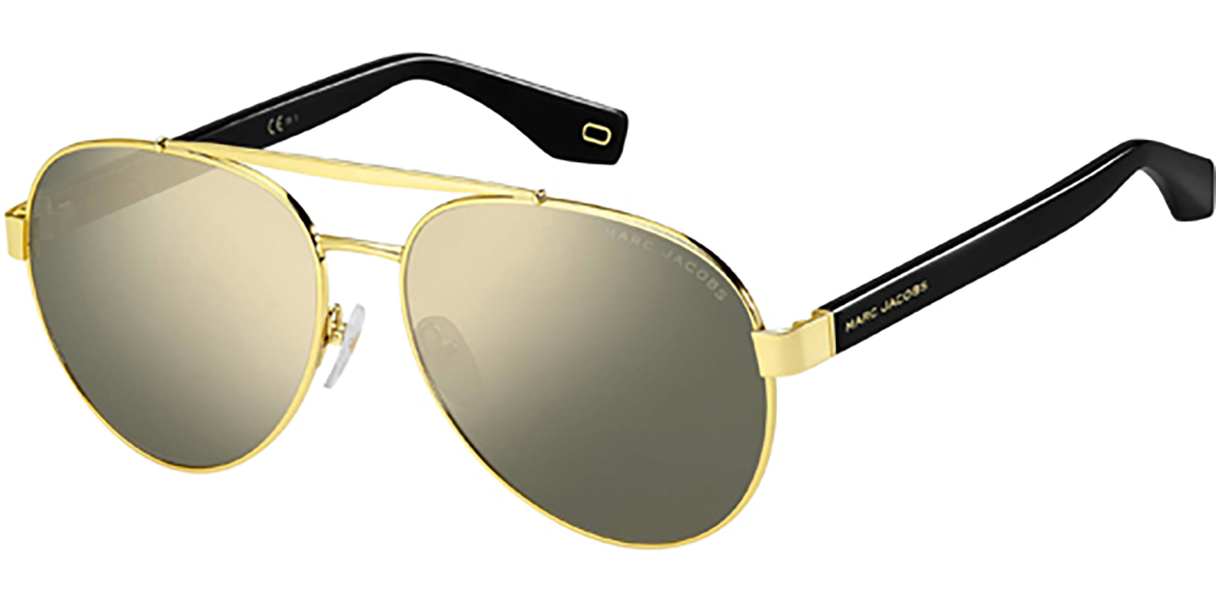 Marc Jacobs Black/Gold-Tone Mirrored Aviator - Eyedictive