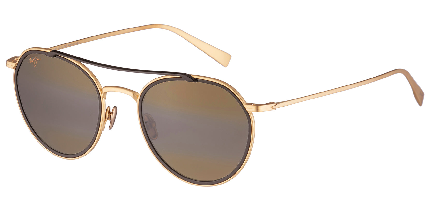 Maui Jim Bowline Polarized Matte Gold-Tone Titanium Pilot - Eyedictive