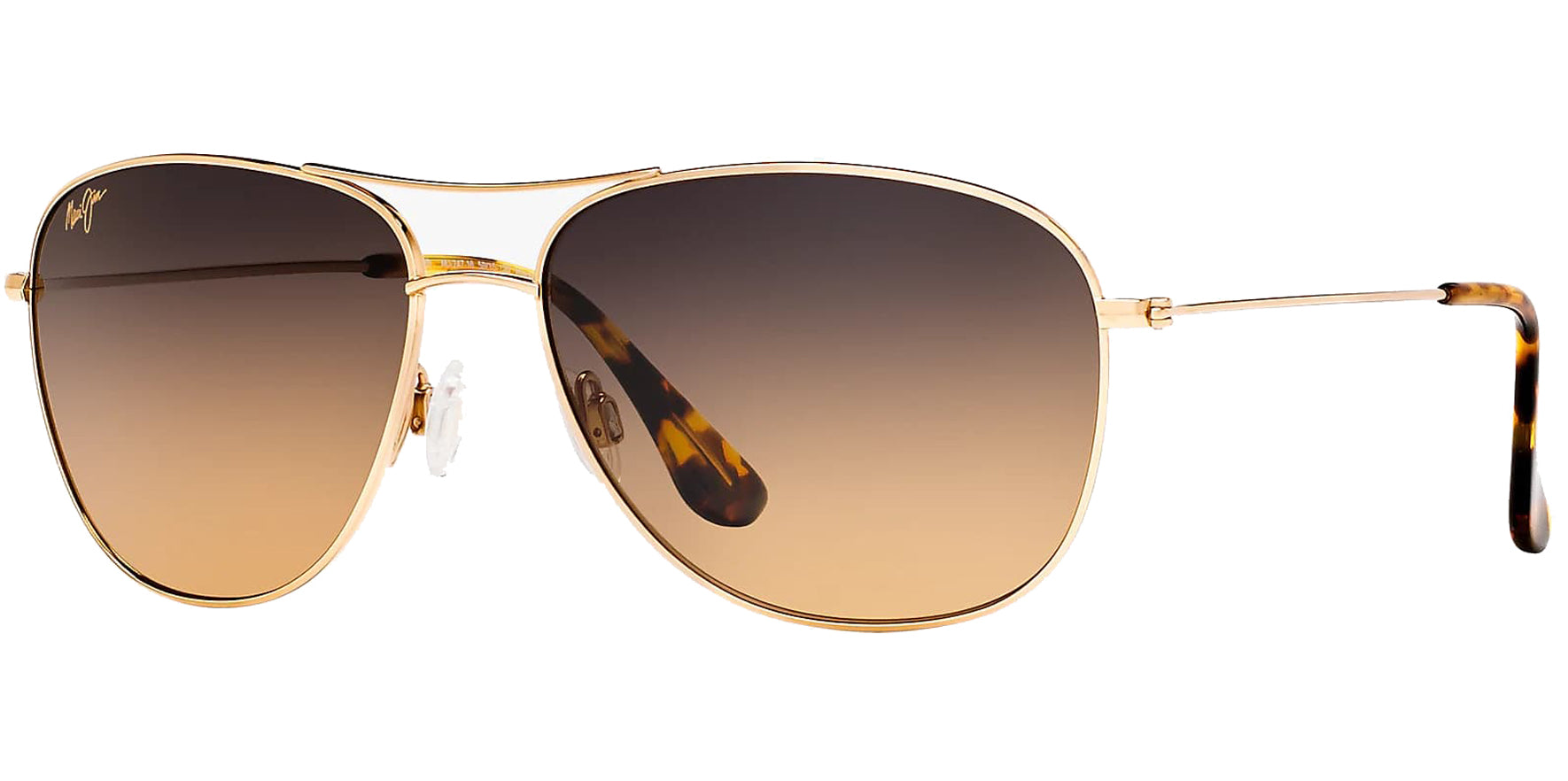 Maui Jim Cliff House Polarized Gold-Tone Titanium Aviator - Eyedictive