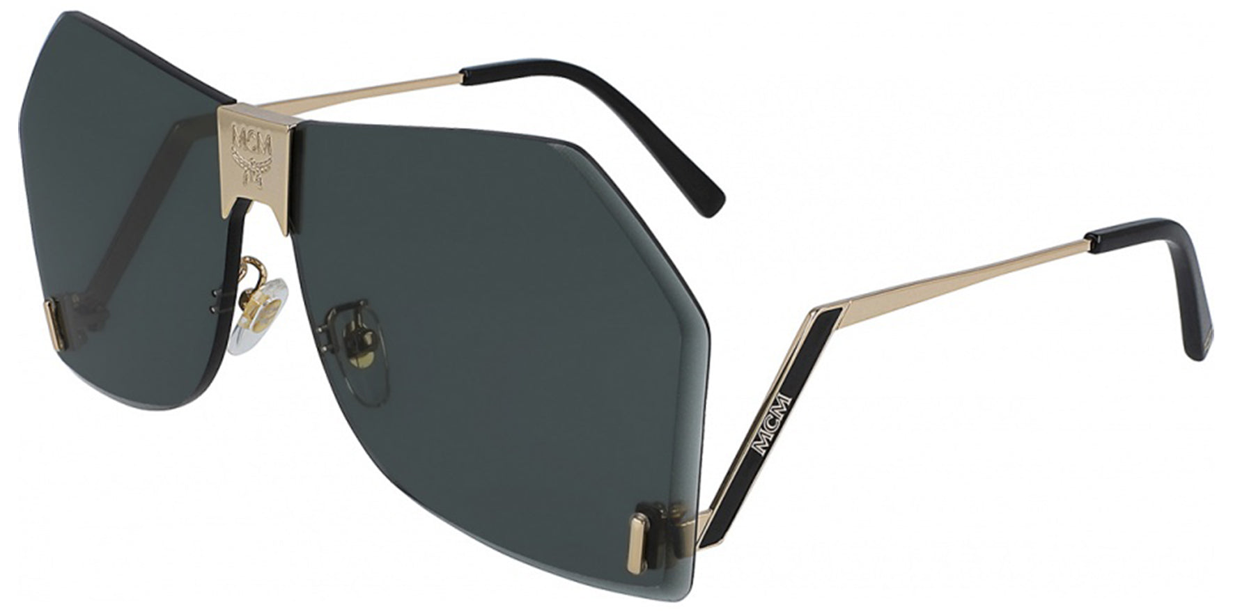 MCM Shiny Gold-Tone Oversize Rimless Navigator - Eyedictive