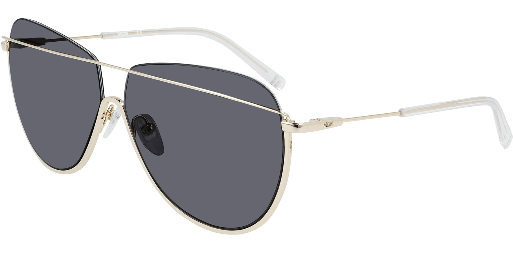 MCM Shiny Gold-Tone Semi-Rimless Aviator - Eyedictive