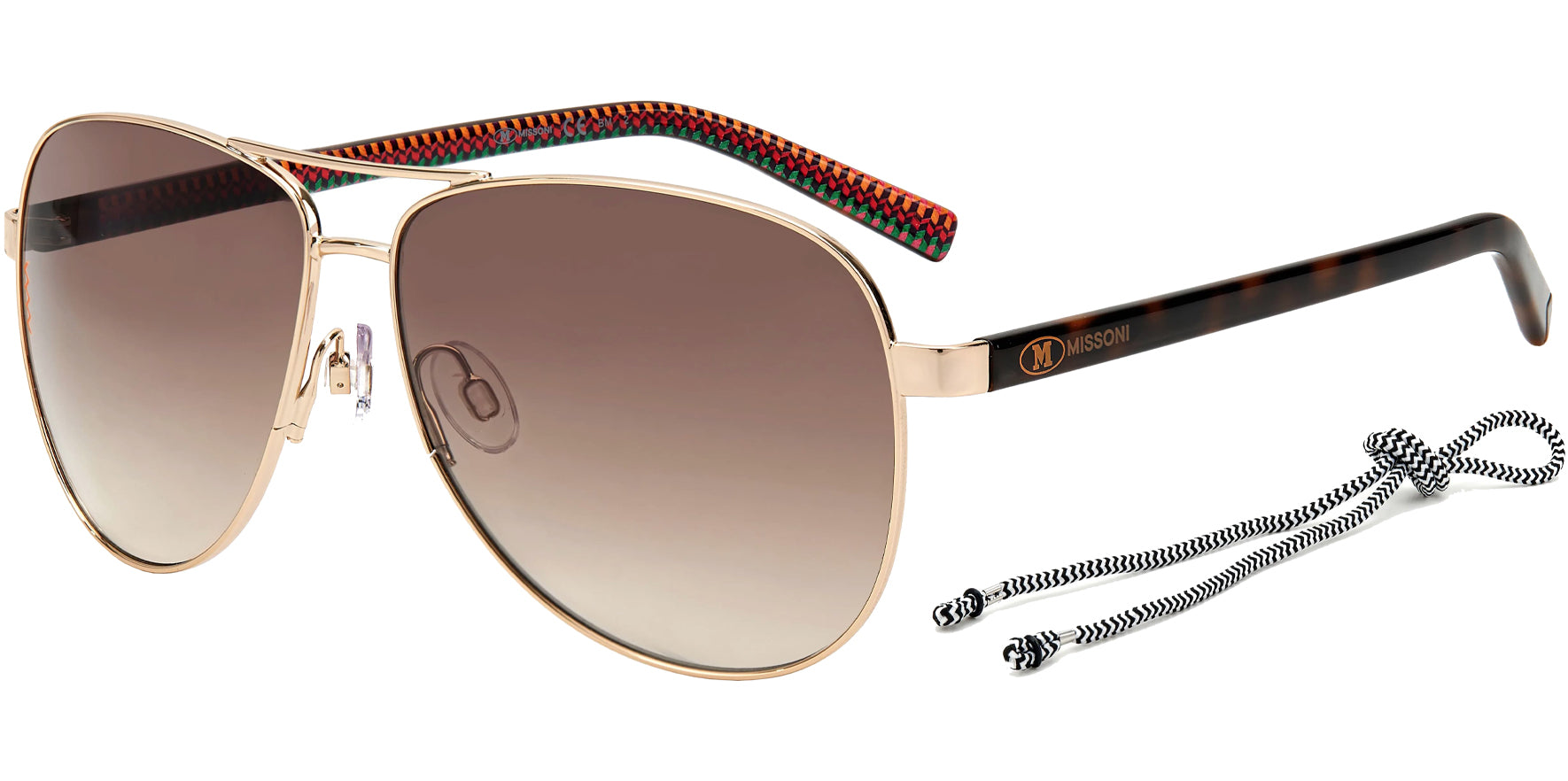 M Missoni Aviator w/ Gradient Lens & Retainer