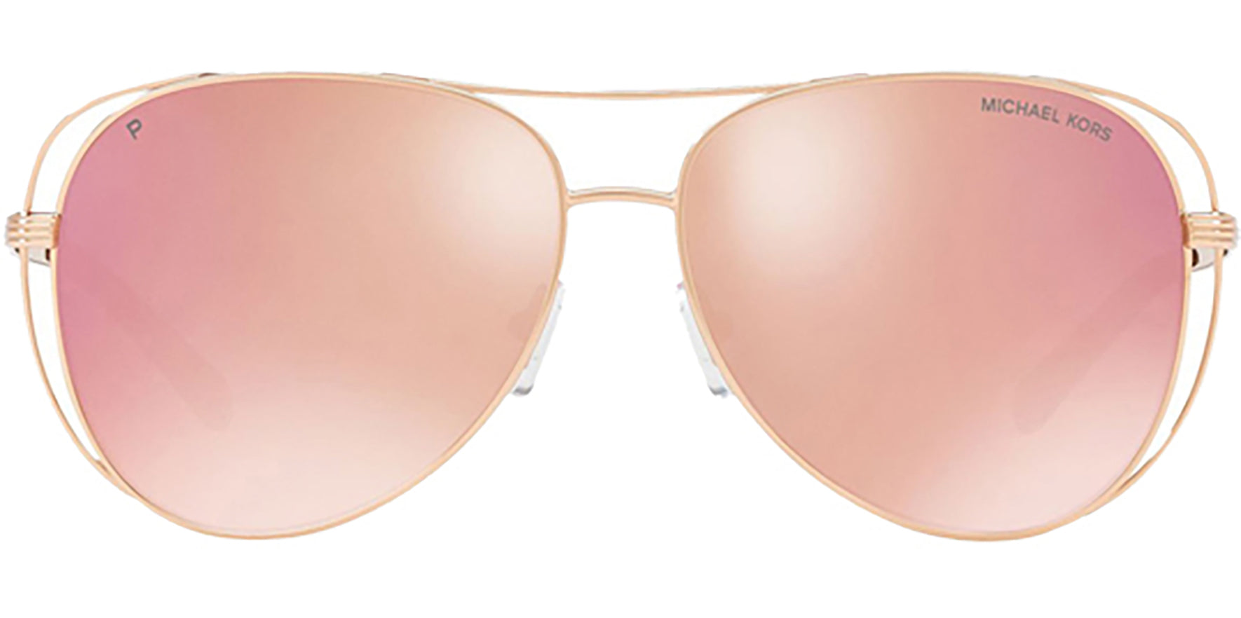 Michael Kors Lai Polarized Rose Gold-Tone Aviator w/ Mirror Lens - Eyedictive