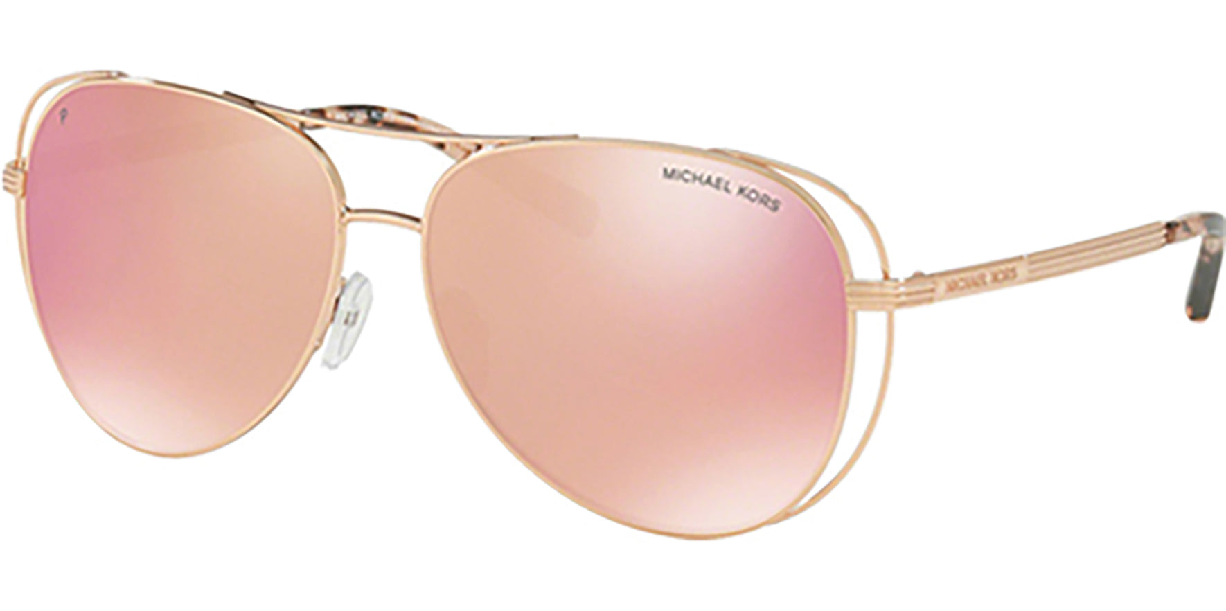 Michael Kors Lai Polarized Rose Gold-Tone Aviator w/ Mirror Lens - Eyedictive