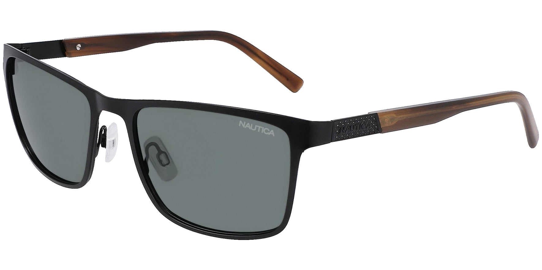 Nautica Polarized Men's Satin Black Metal Square