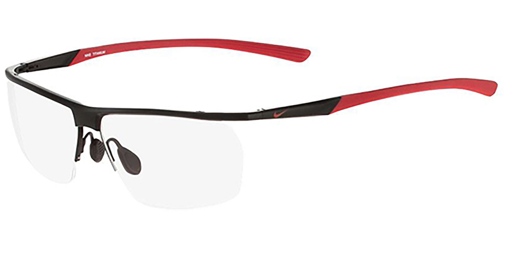 Nike Optical Satin Black-Gym Red Titanium Eyeglasses - Eyedictive