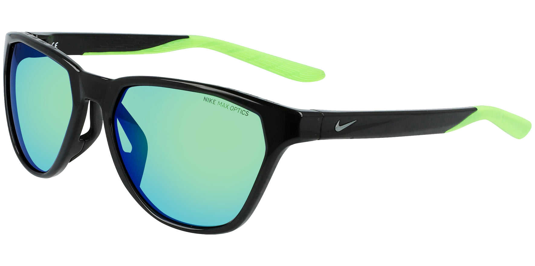 Nike Maverick Rise Black/Green Strike Geometric Sport w/ Mirrored Lens - Eyedictive