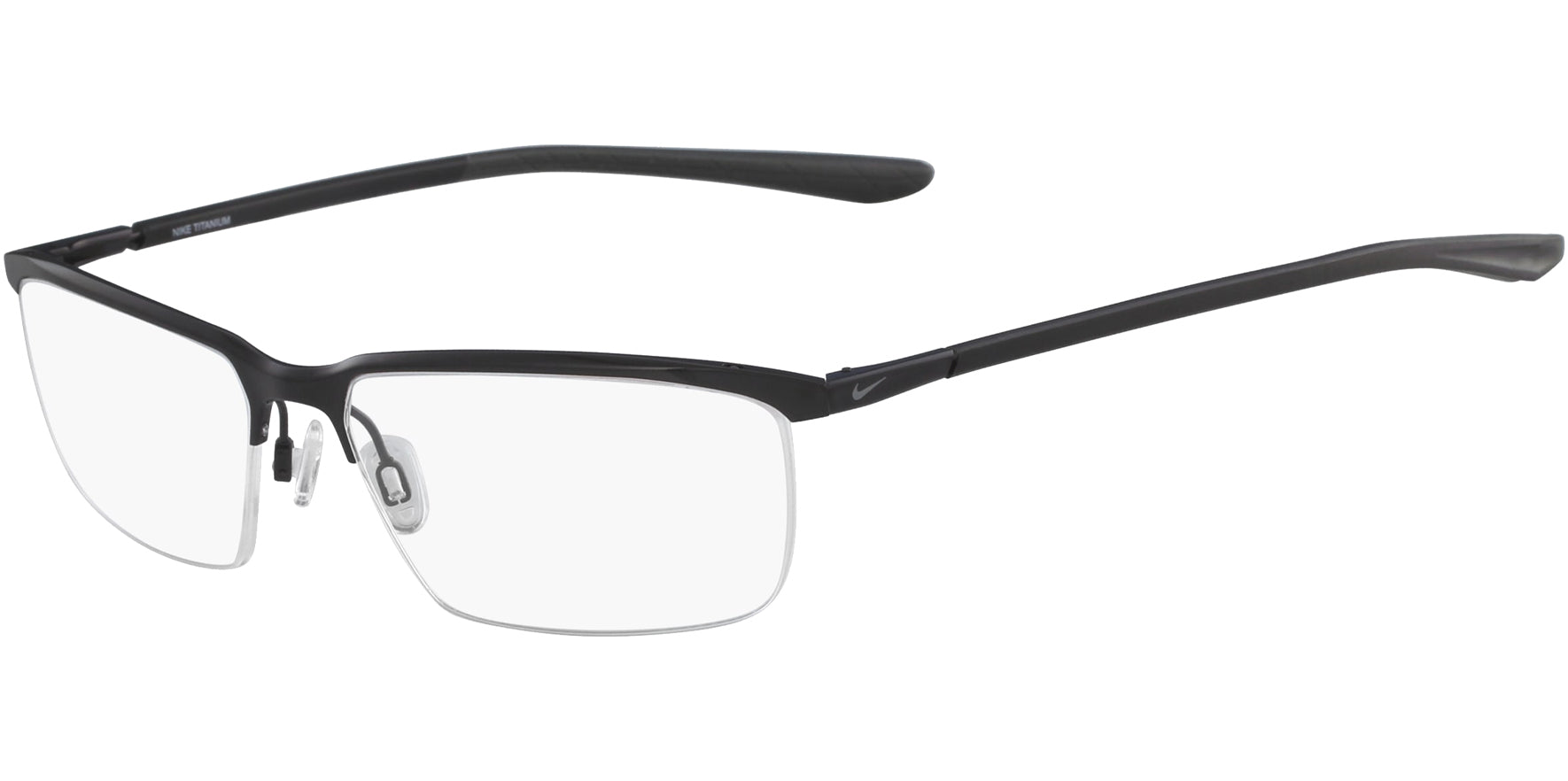 Nike Optical Black Semi-Rimless Titanium Brow Bar Eyeglass Frames - Eyedictive