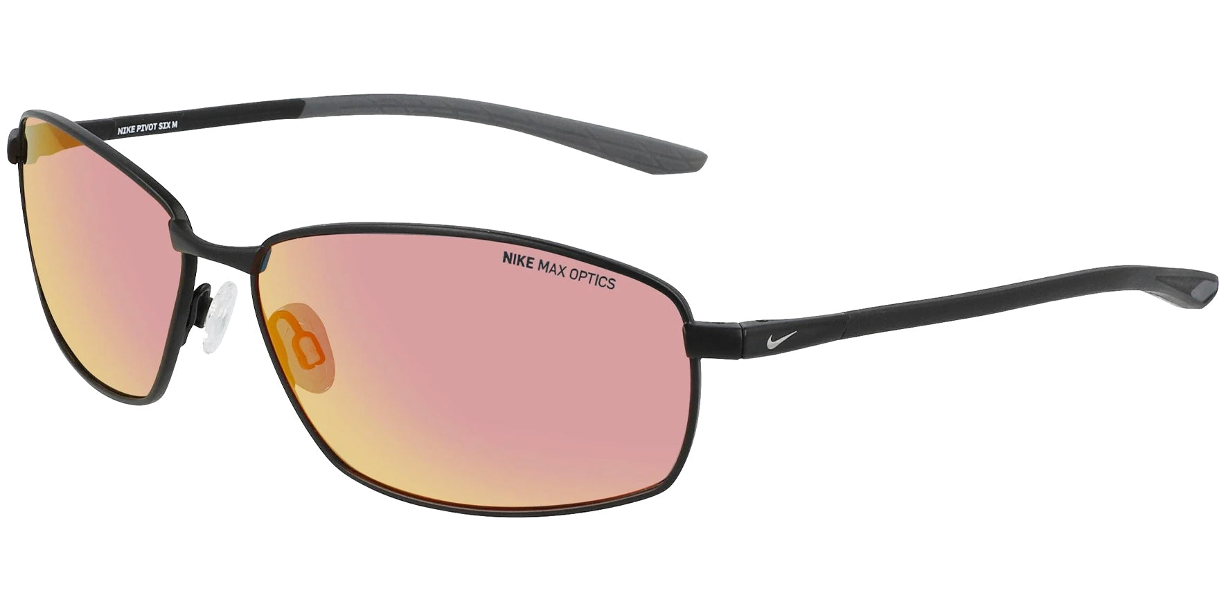 Nike Pivot Six Mirrored Satin Black Rectangular Wrap W/ Max Optics Lens - DQ0927-011