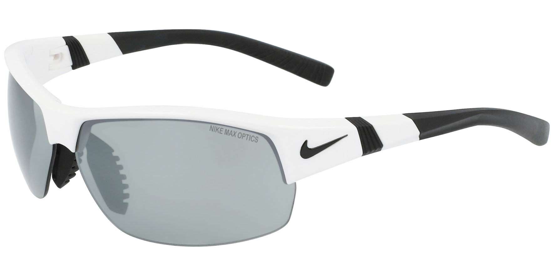 Nike Show X2 White/Black Semi-Rimless Wrap w/Max Optics - Eyedictive