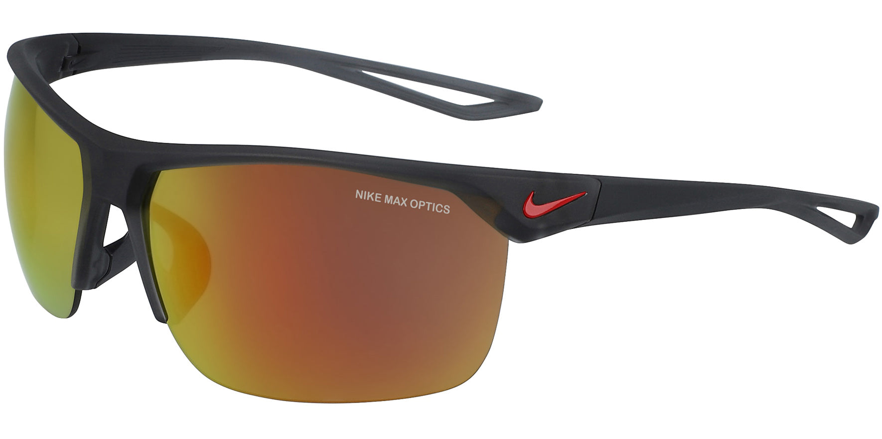 Nike Trainer M Matte Dark Grey Semi-Rimless Wrap w/ Max Optics - Eyedictive