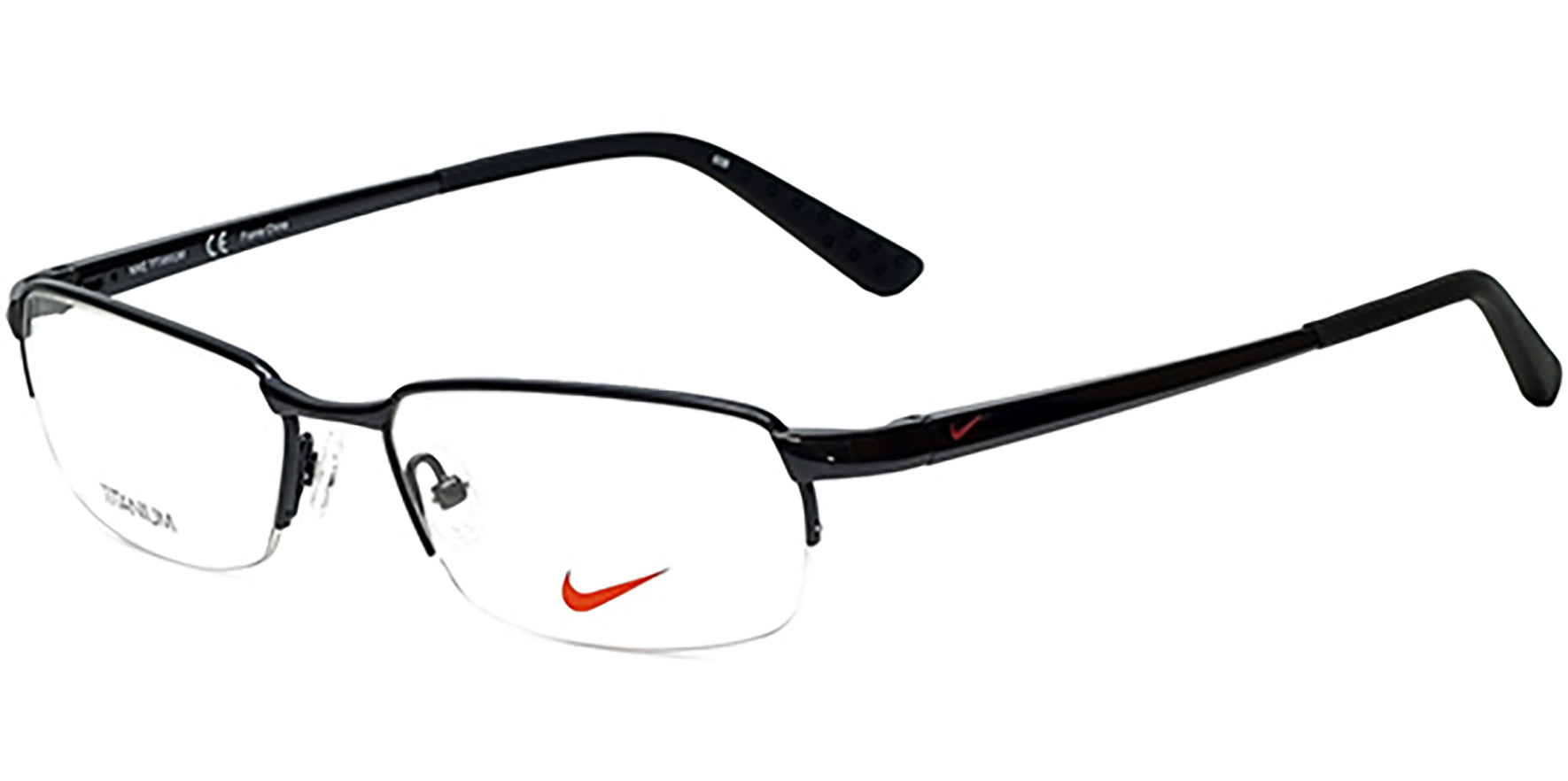 Nike Optical Titanium Black Chrome Semi-Rimless - Eyedictive