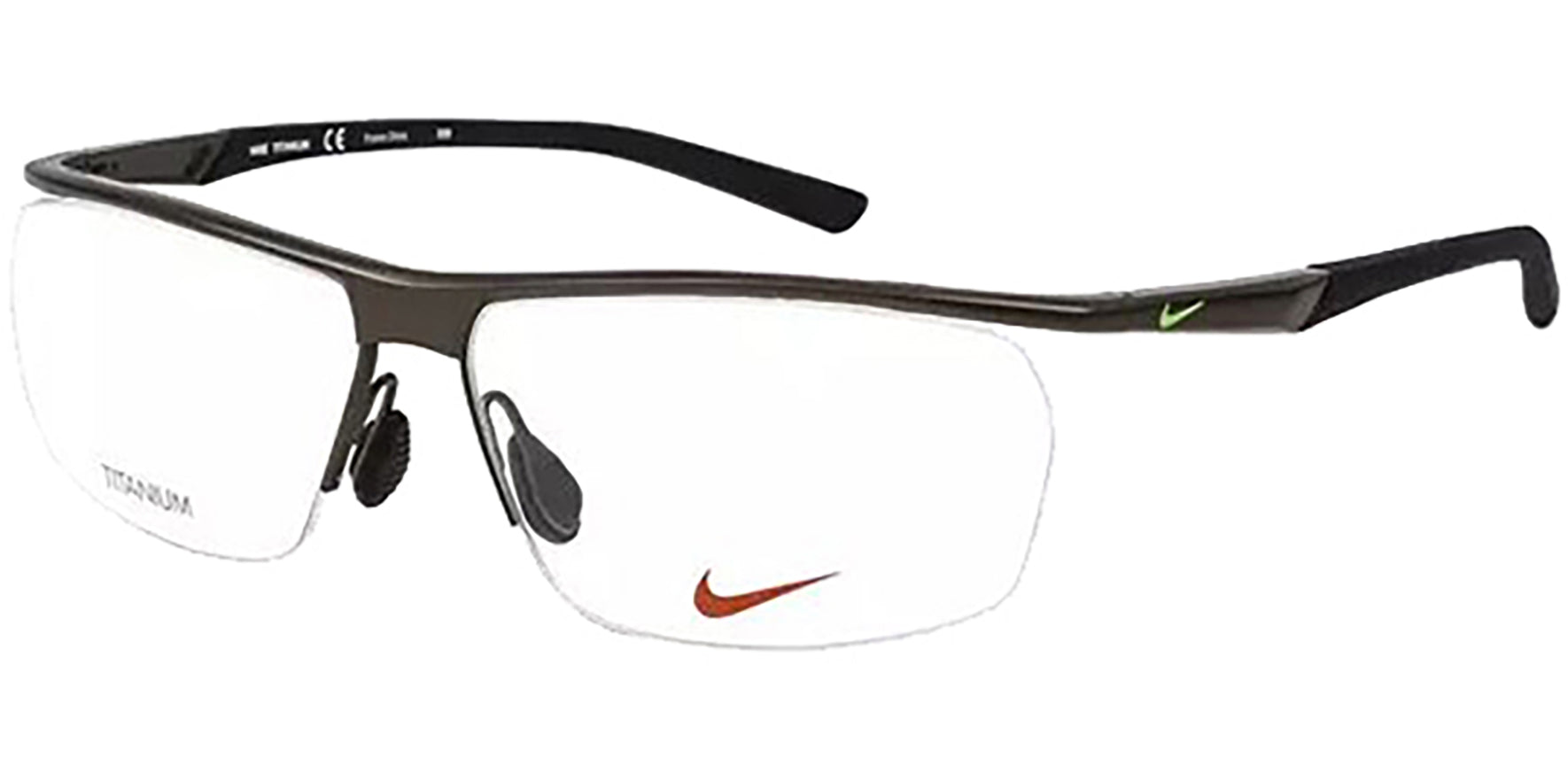 Nike Optical Titanium Satin Walnut Semi-Rimless - Eyedictive