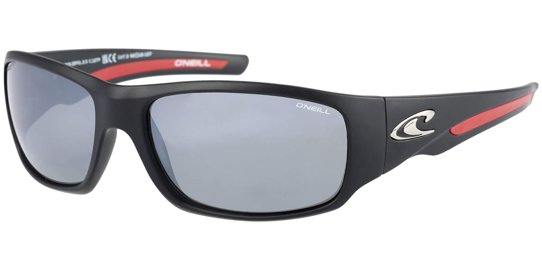 O'Neill Zepol 2.0 Matte Black/Red Sport Wrap w/ Mirror Lens - Eyedictive