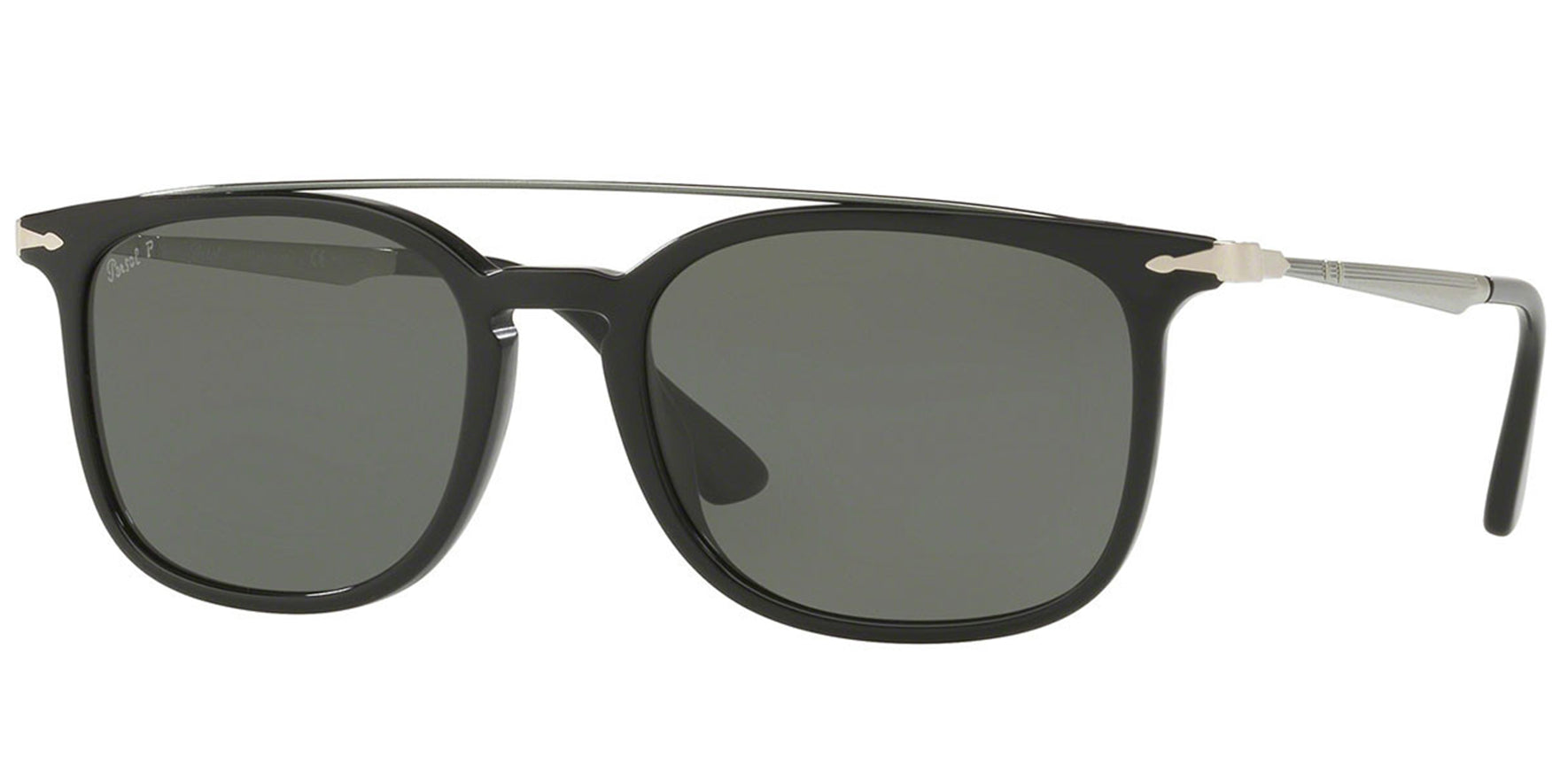 Persol Calligrapher Edition Polarized Black Brow Bar Square w/ Glass Lens - Eyedictive