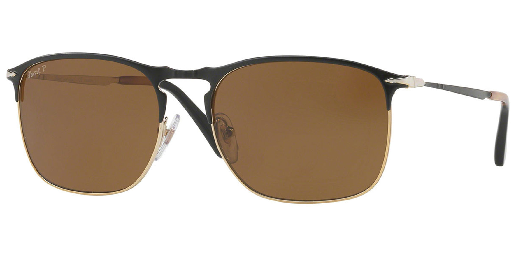 Persol Polarized Matte Black/Gold-Tone Soft Square w/ Glass Lens - Eyedictive