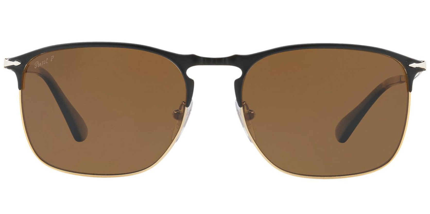 Persol Polarized Matte Black/Gold-Tone Soft Square w/ Glass Lens - Eyedictive