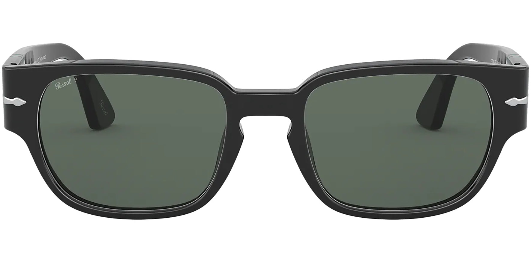 Persol Polarized Wide Temple Black Square w/ Glass Lens - Eyedictive