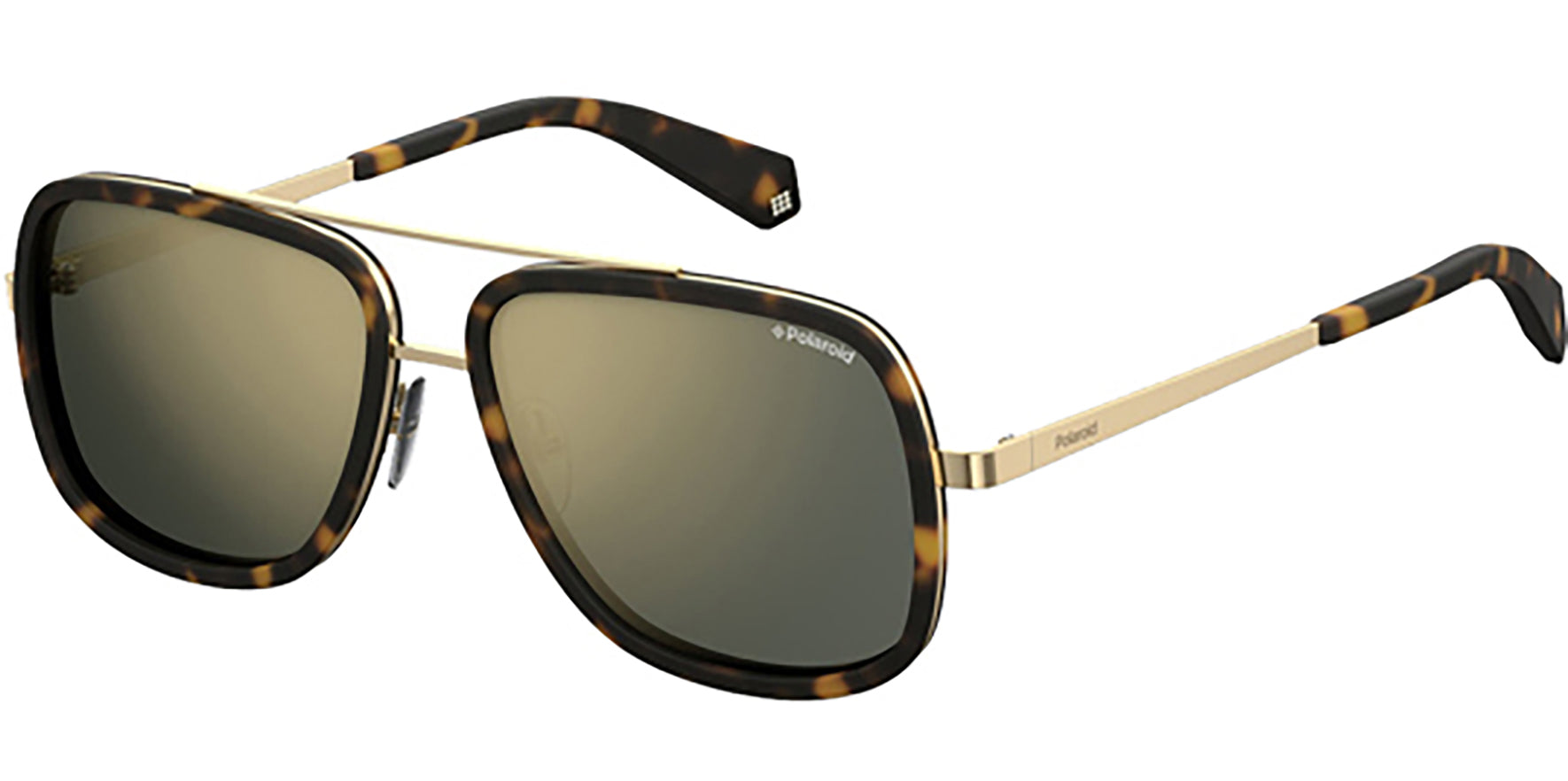 Polaroid Polarized Gold-Tone/Dark Havana Navigator - Eyedictive