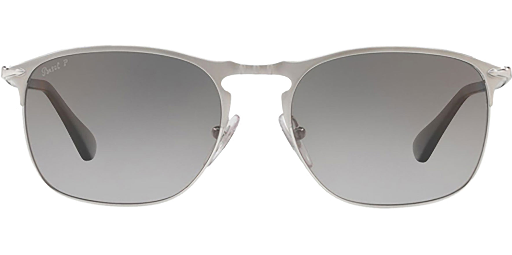 Persol Polarized Matte Silver Square Brow Line - Eyedictive