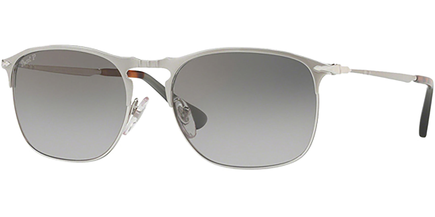 Persol Polarized Matte Silver Square Brow Line - Eyedictive