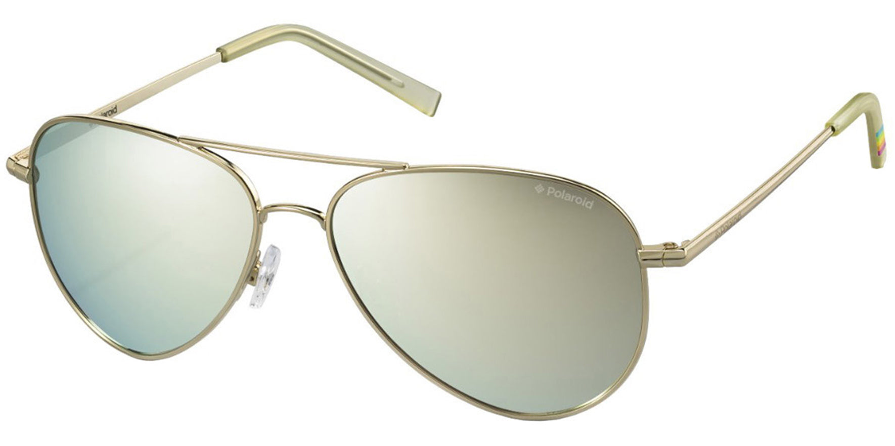 Polaroid Core Polarized Gold-Tone Aviator w/ Mirror Lens - Eyedictive