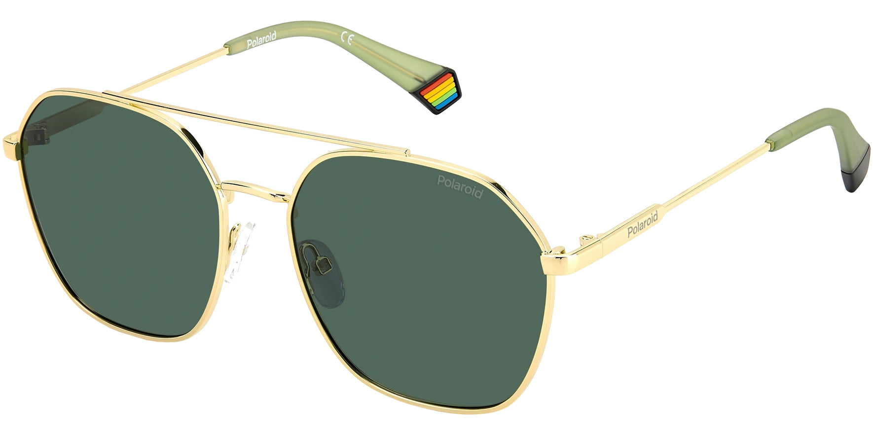 Polaroid Core Polarized Gold-Tone Geometric Pilot - Eyedictive