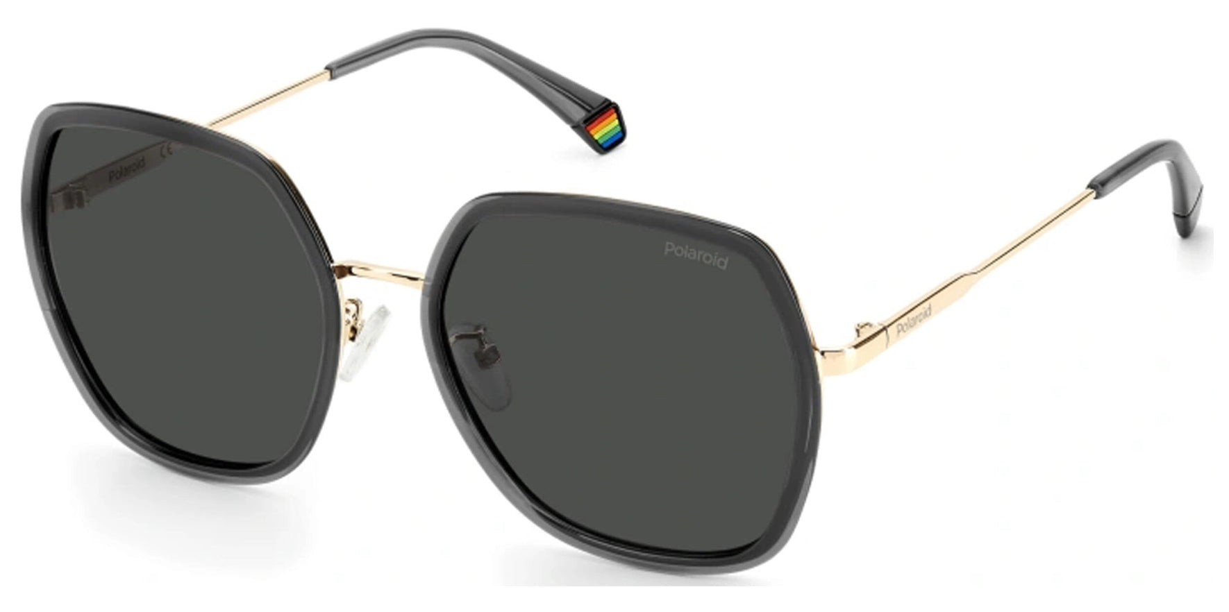 Polaroid Polarized Black/Gold-Tone Geometric Butterfly