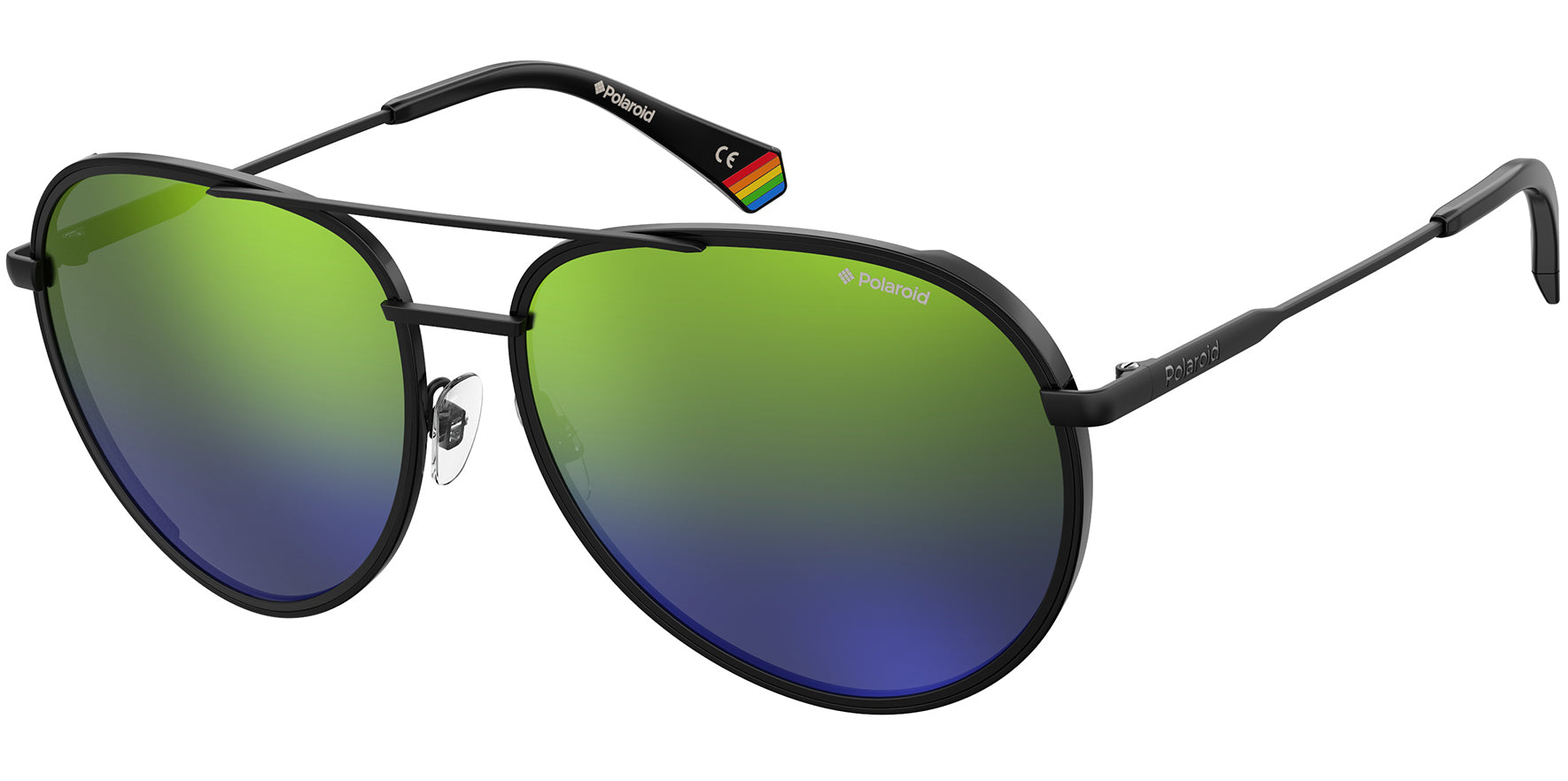 Polaroid Polarized Black Pilot w/Mirrored Lens - Eyedictive