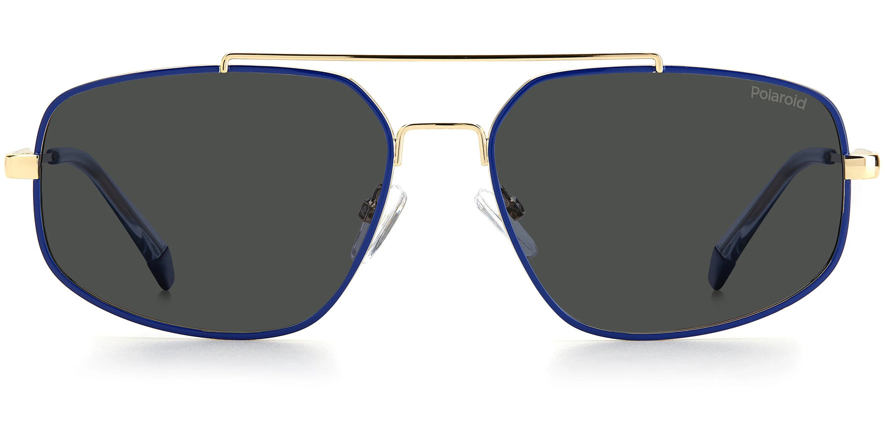 Polaroid Polarized Blue/Gold-Tone Geometric Pilot - Eyedictive