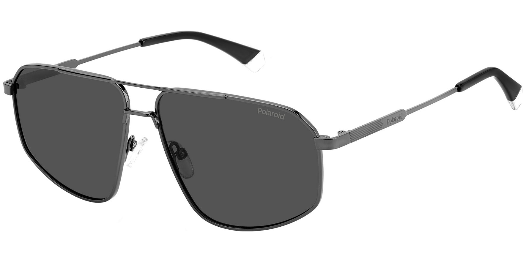 Polaroid Polarized Dark Ruthenium Geometric Aviator - Eyedictive