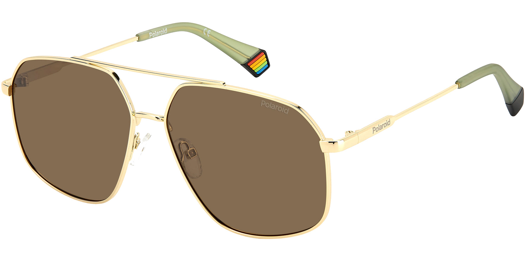 Polaroid Polarized Gold-Tone Geometric Navigator - Eyedictive