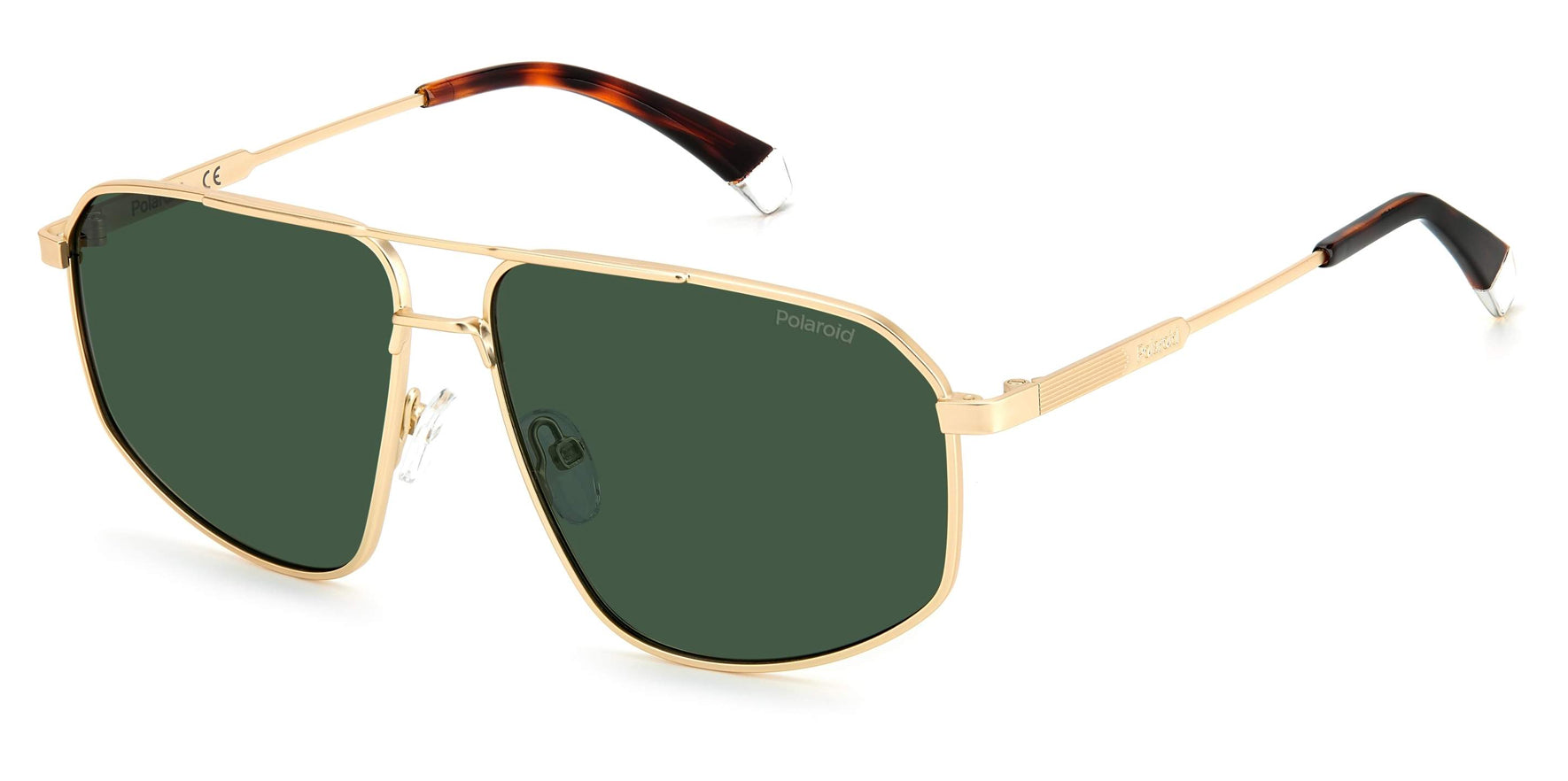 Polaroid Polarized Matte Gold-Tone Geometric Aviator - Eyedictive