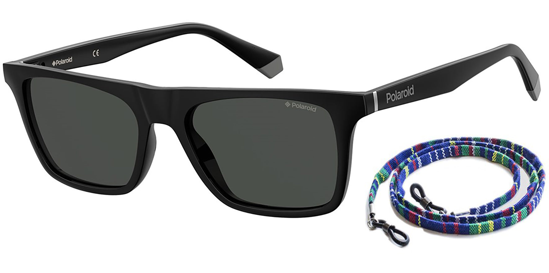 Polaroid Polarized Modern Black Rectangle w/ Retainer - Eyedictive