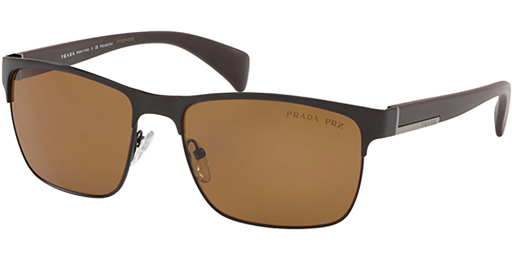 Prada Polarized Matte Black/Brown Brow-Line Classic - Eyedictive