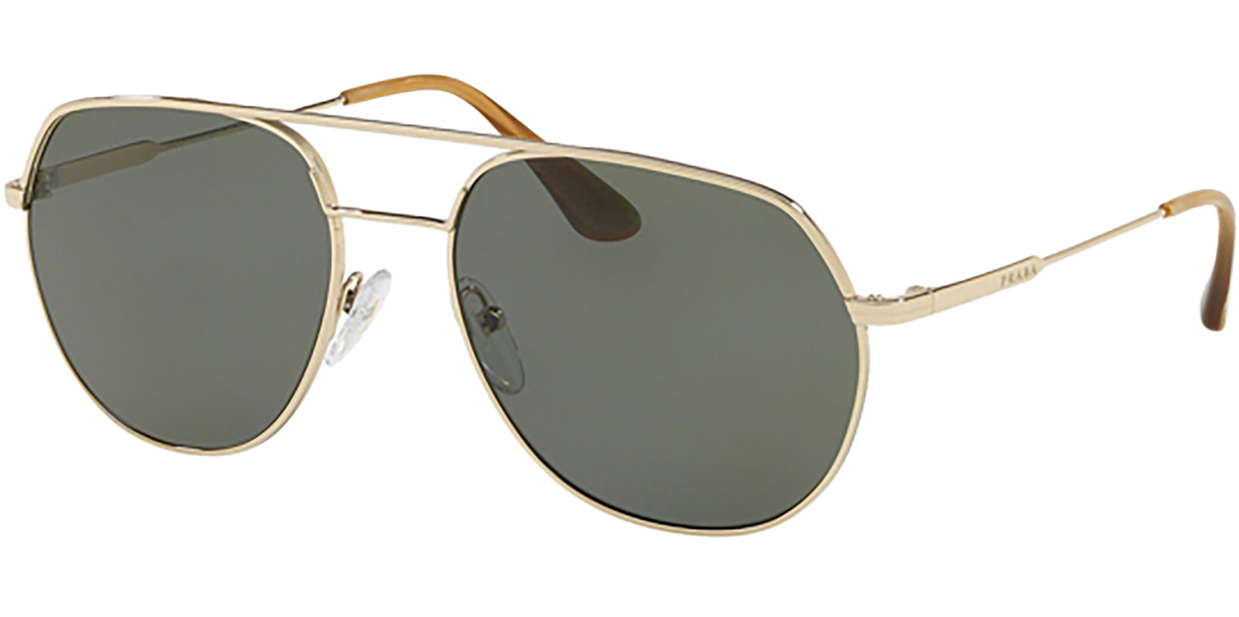 Prada Conceptual Polarized Pale Gold-Tone Modified Aviator - Eyedictive